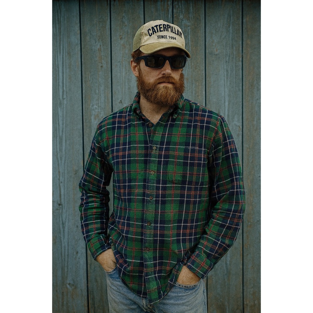L.L. Bean Mens Vintage Flannel Shirt Plaid Button Down GRN‎ RED M Heritage Cabin